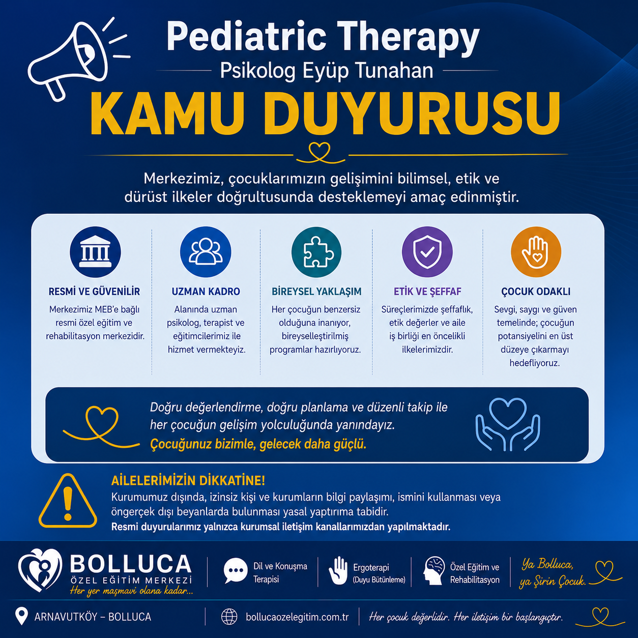 Pediatric Therapy Psikolog Eyüp Tunahan Kamu Duyurusu