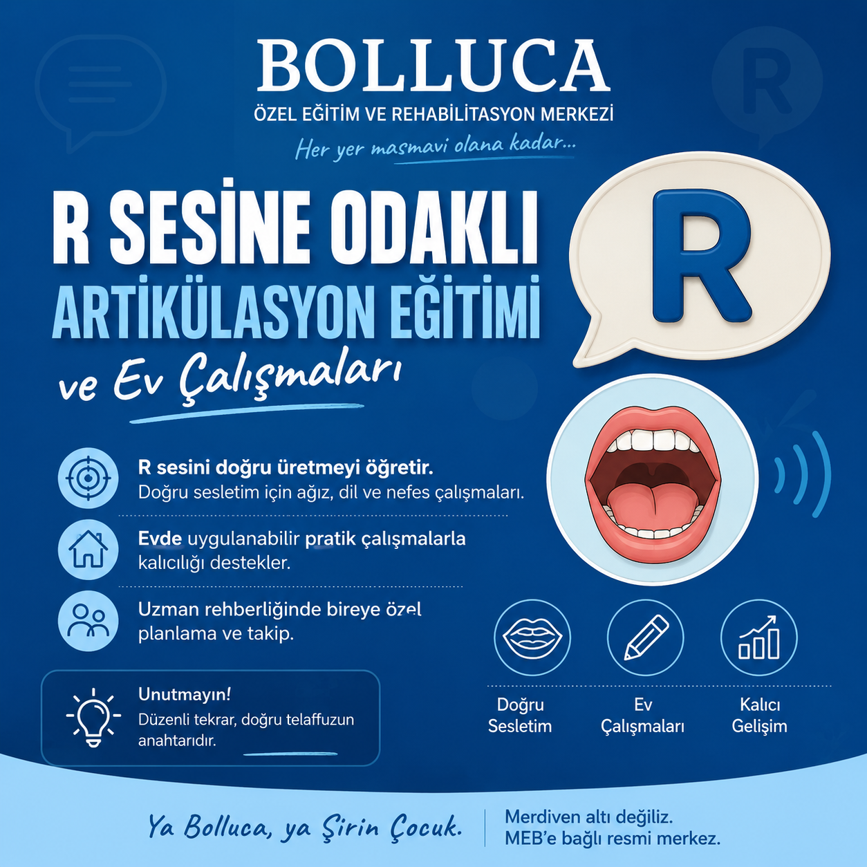 R Sesine Odaklı Artikülasyon Eğitimi ve Ev Çalışmaları